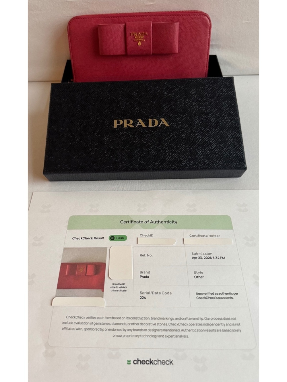 Prada Rose Pink Saffiano Leather Zip Around Wallet Gold Tone Hardware
